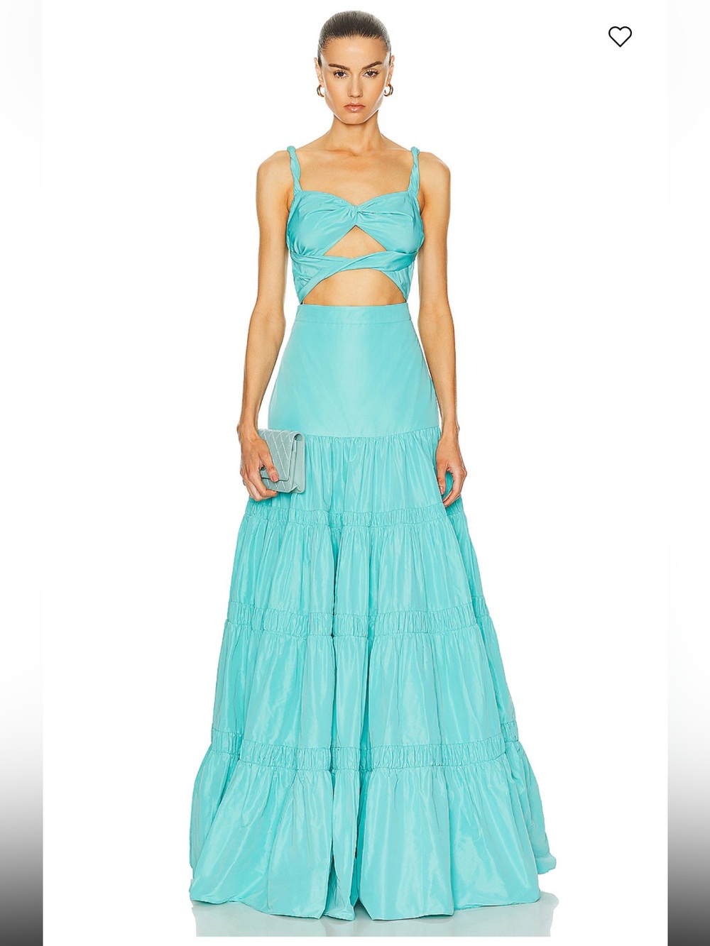 Alexis Chantalle Aqua Satin Tiered Maxi Dress s $1,000